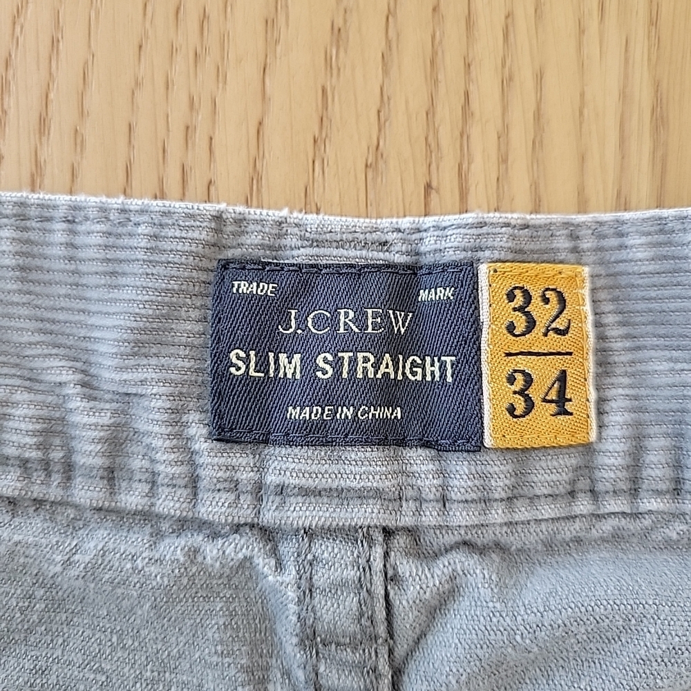 J.CREW Corduroy Pants Men's Slim Straight Gray Size‎ 32x34 Cotton - Picture 4 of 10